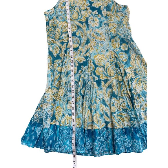 Cino Sleeveless Floral A-Line Mini Dress Cotton Blue Womens Size XXS - Picture 6 of 8